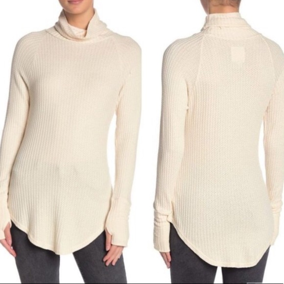 Chaser Raglan Sleeve Waffle Knit Turtleneck Top Small - Picture 2 of 4
